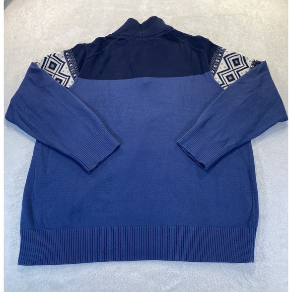 Eddie Bauer Sweater Mens L Navy Blue 1/4 Zip Pullover 100% Cotton - Picture 8 of 8